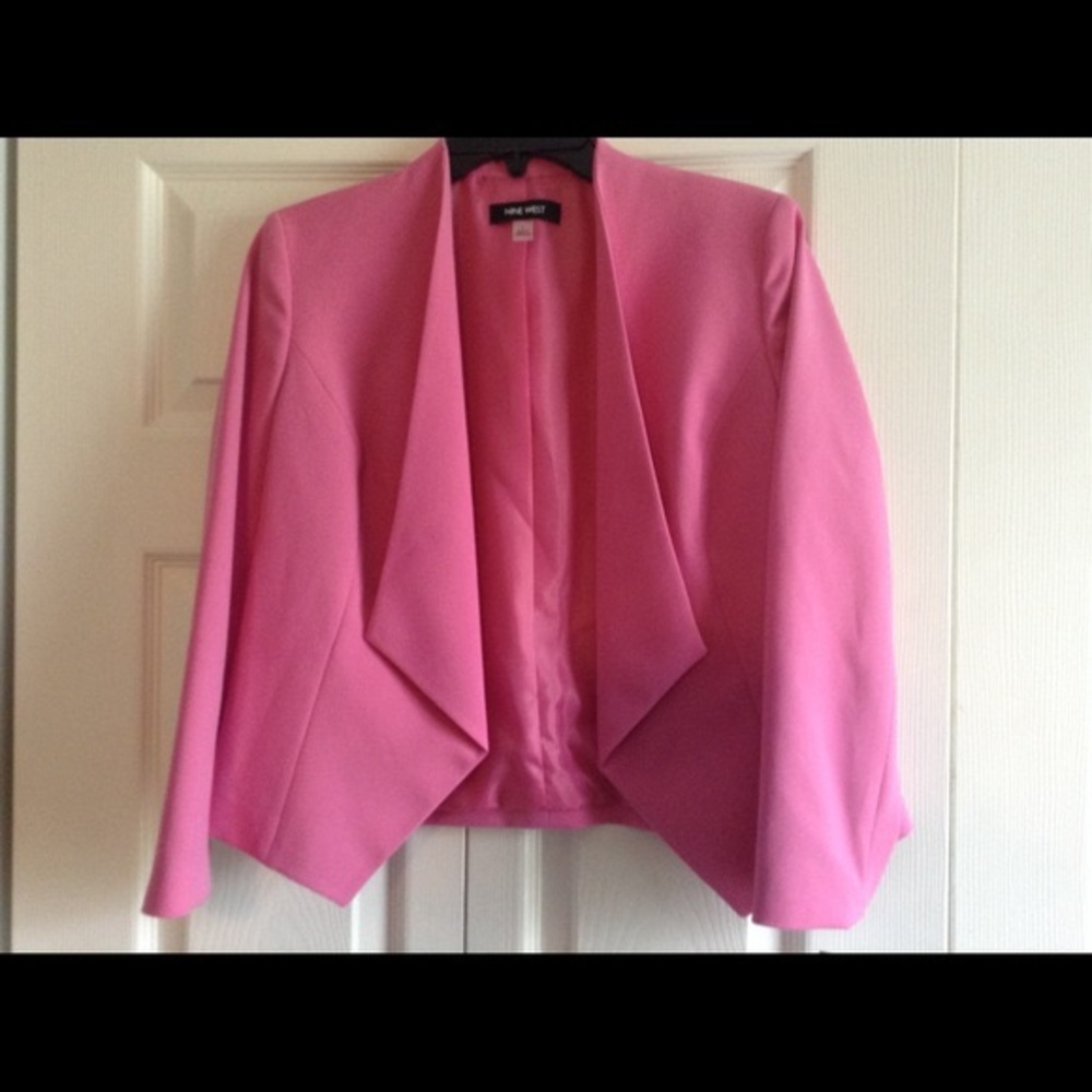 Nine West Pink Draped Open Front Blazer